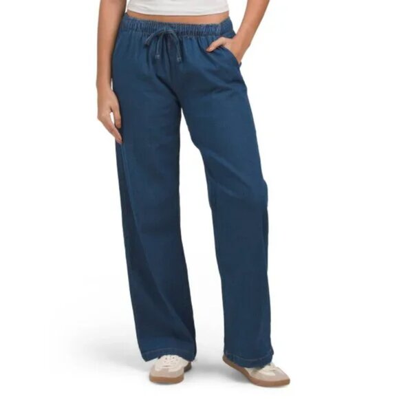 NEW BEBE Open Leg Chambray Pants Medium Blue for women 168mn - Picture 7 of 10